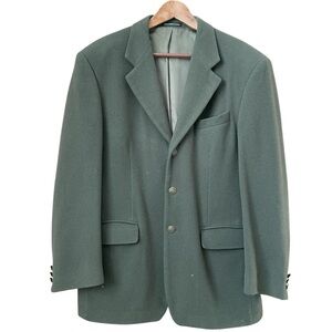 Boulevard Club Wool Cashmere Blazer 40R Medium Green Made in Canada Vintage